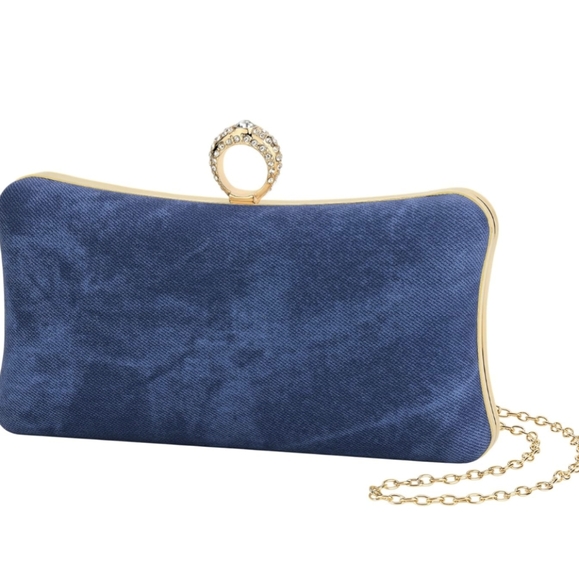 Dark Blue Denim Clutch - Picture 1 of 4